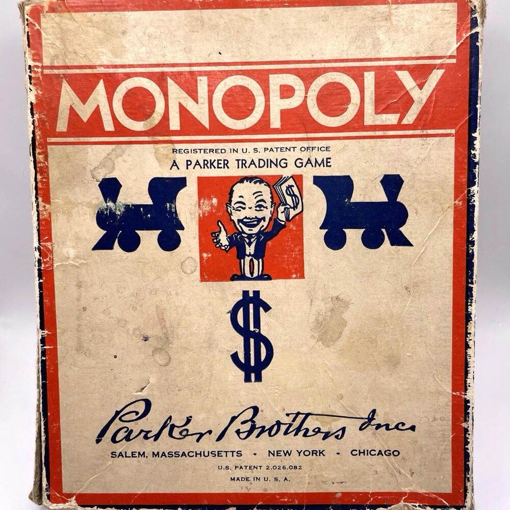Monopoly Board Game‎ Vintage 1936 RARE Wood Pieces Instructions No Board